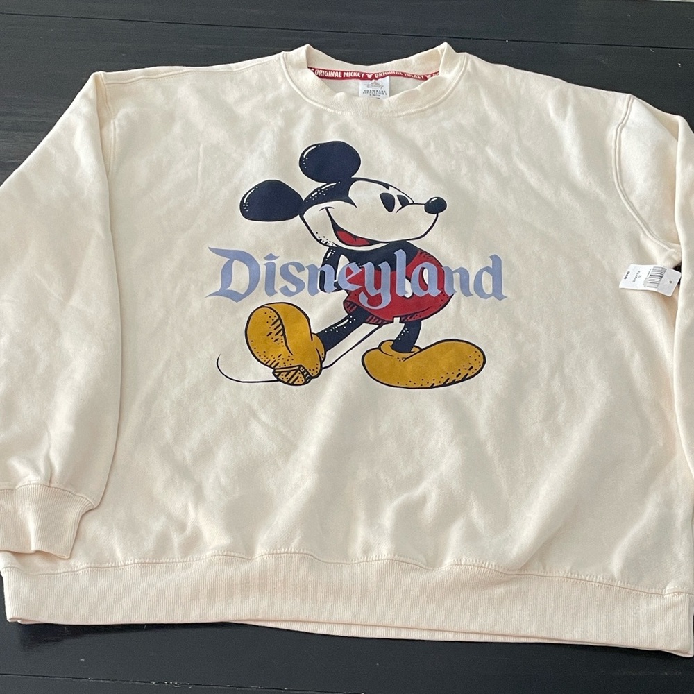 Disneyland Mickey Mouse Cream Sweatshirt NEW w/Defect